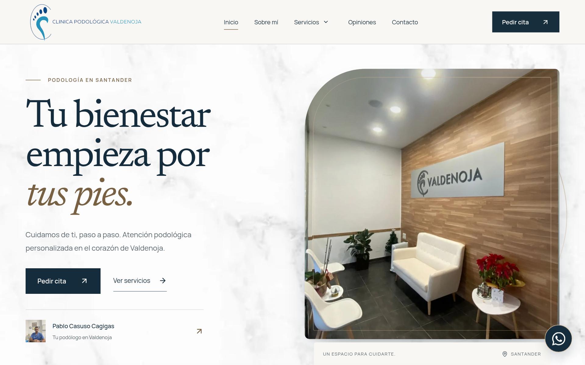 La web de Clínica Podológica Valdenoja