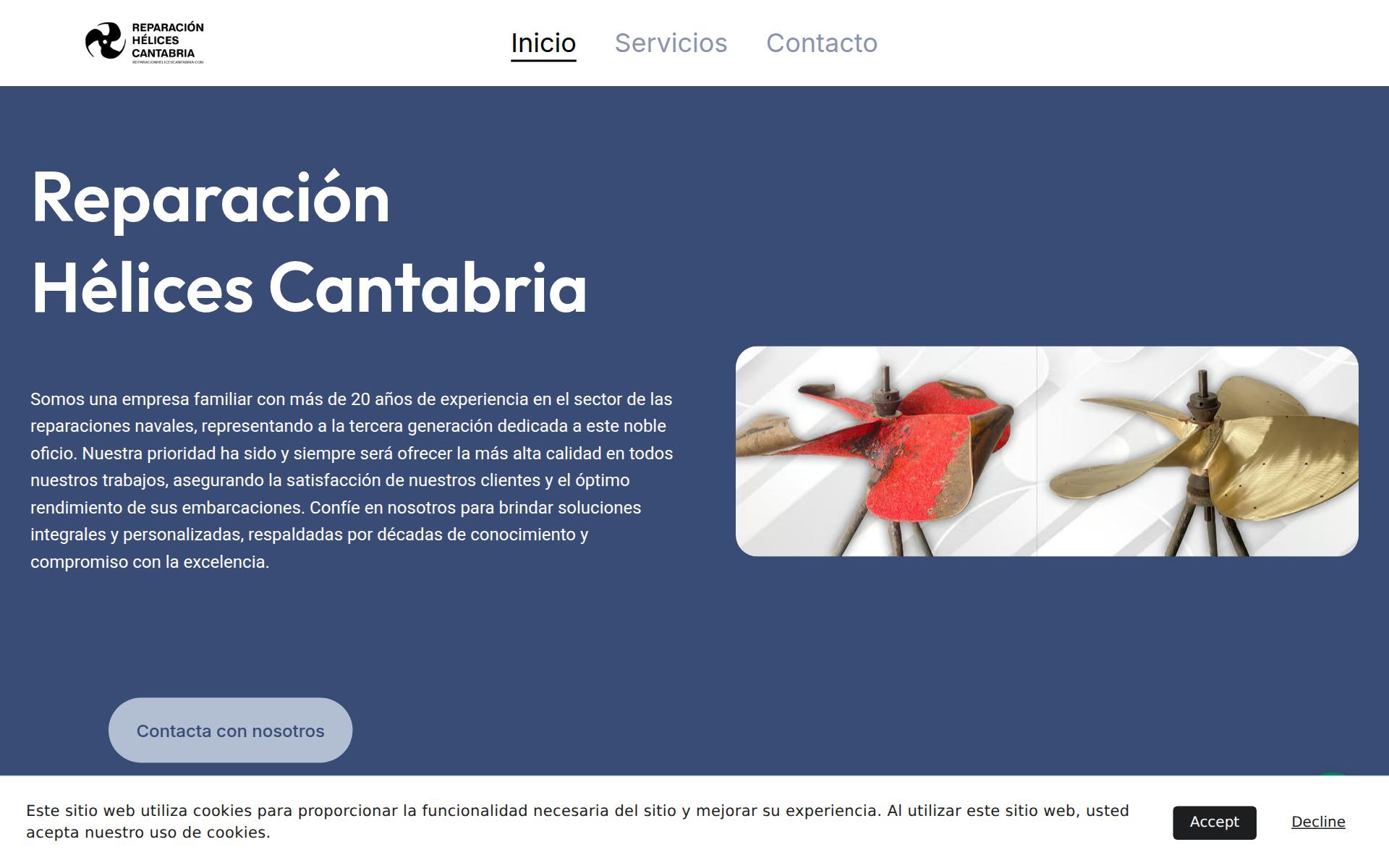 La web de Reparación Hélices Cantabria